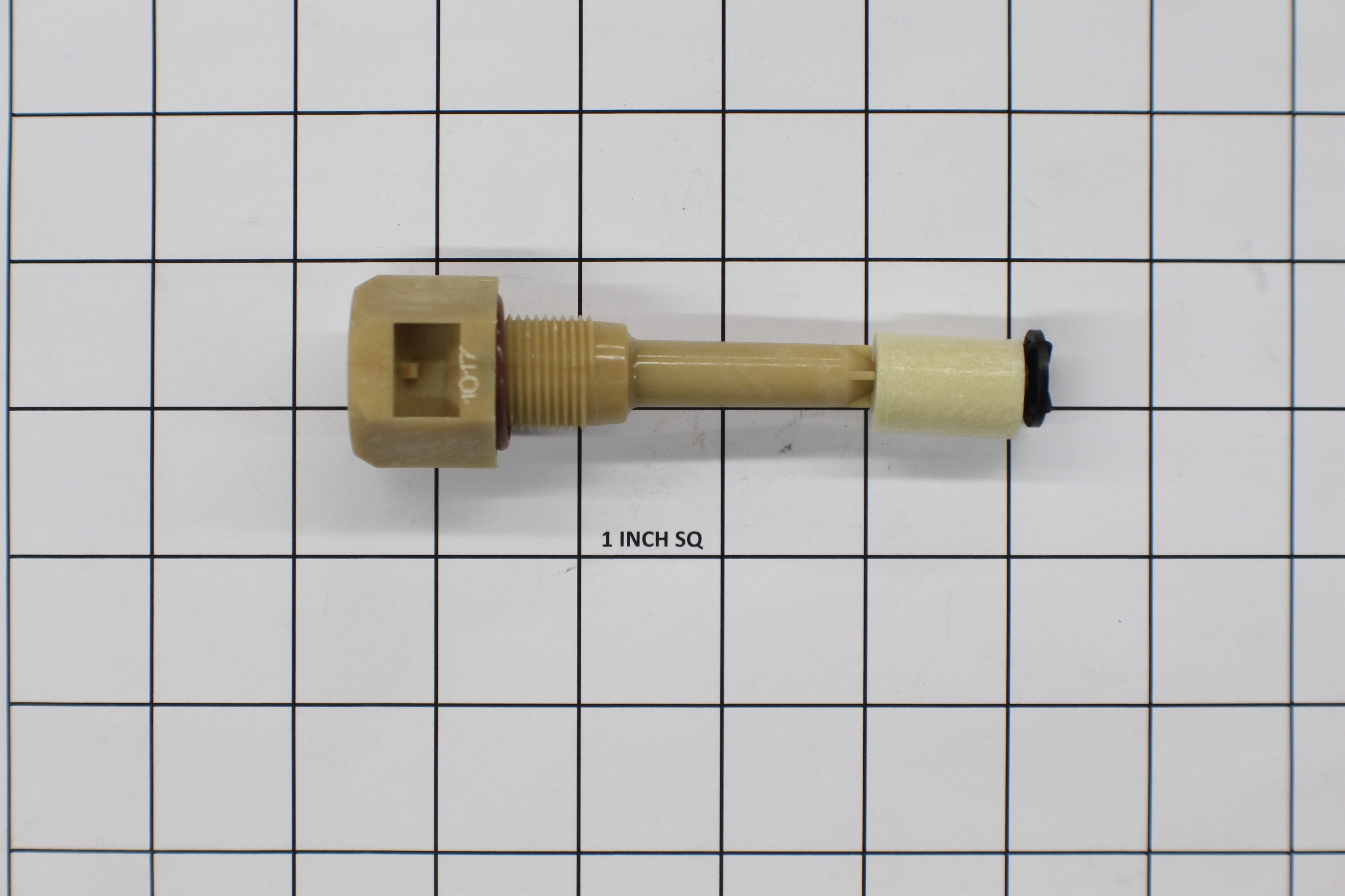 Chevrolet oil level sensor with a threaded base and a cylindrical tip, designed for accurate oil level monitoring.