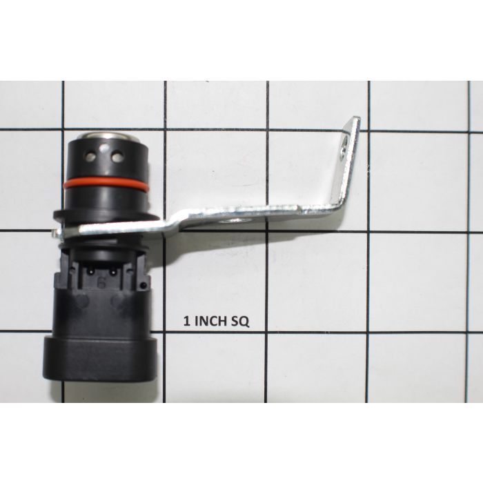 Indmar 5.7L crankshaft position sensor with mounting bracket, compact design, and electrical connector for engine diagnostics.