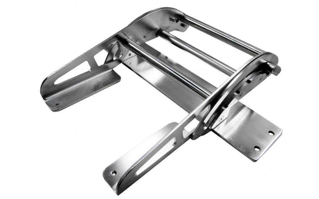 Stainless steel AXIS Chillax Bracket 19-22, designed for secure mounting, with adjustable sliding components and multiple screw holes.