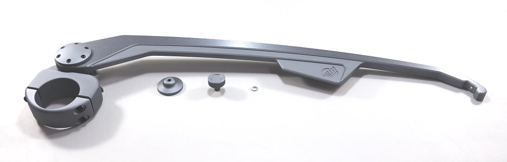 GV Tower Mirror Bracket for motorcycle, lightweight gray metal mounting component with adjustable features.
