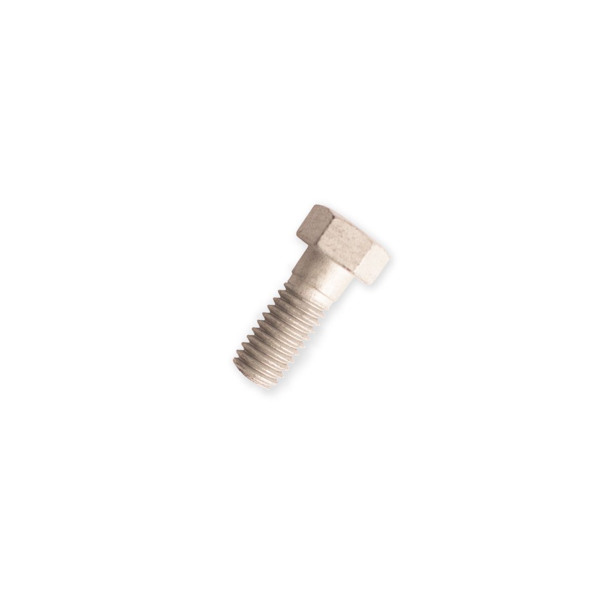 Metal bolt with a hexagonal head, designed for automotive applications, specifically for Chevy Weasler copped plates.