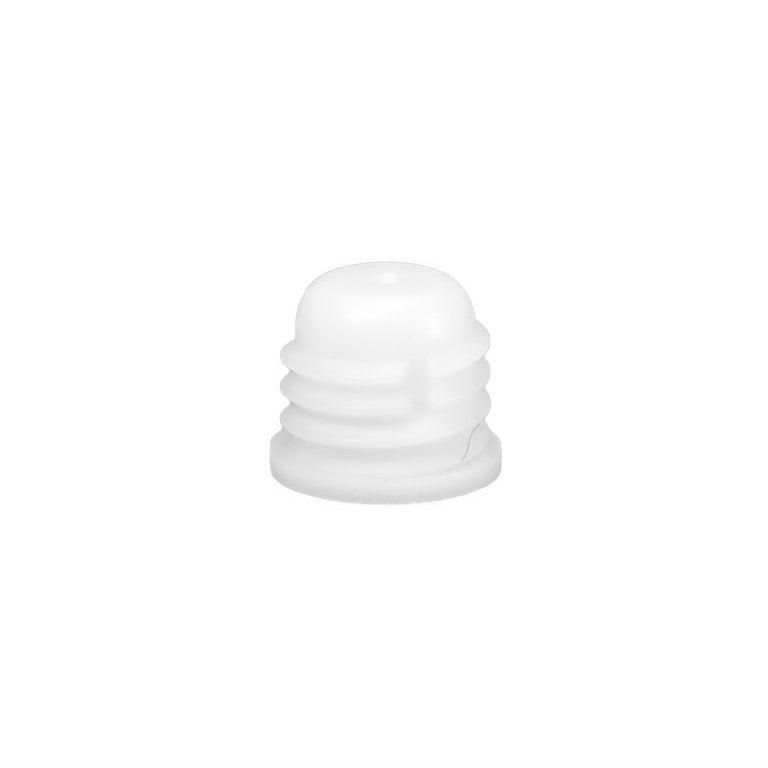 White female panel clip with a rounded top and ribbed body, designed to secure panels in various applications.