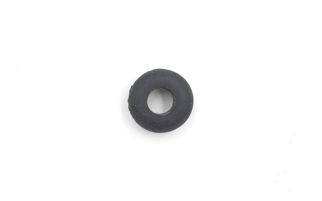 Black rubber grommet for Malibu/Axis pizza tray, circular with central hole, used for securing or protecting components.