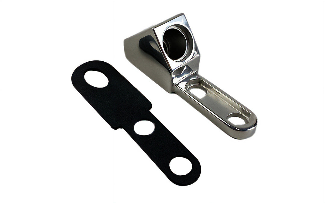 Chrome mount bracket with black rubber spacer for Malibu Bow Camera SS, model 19-.