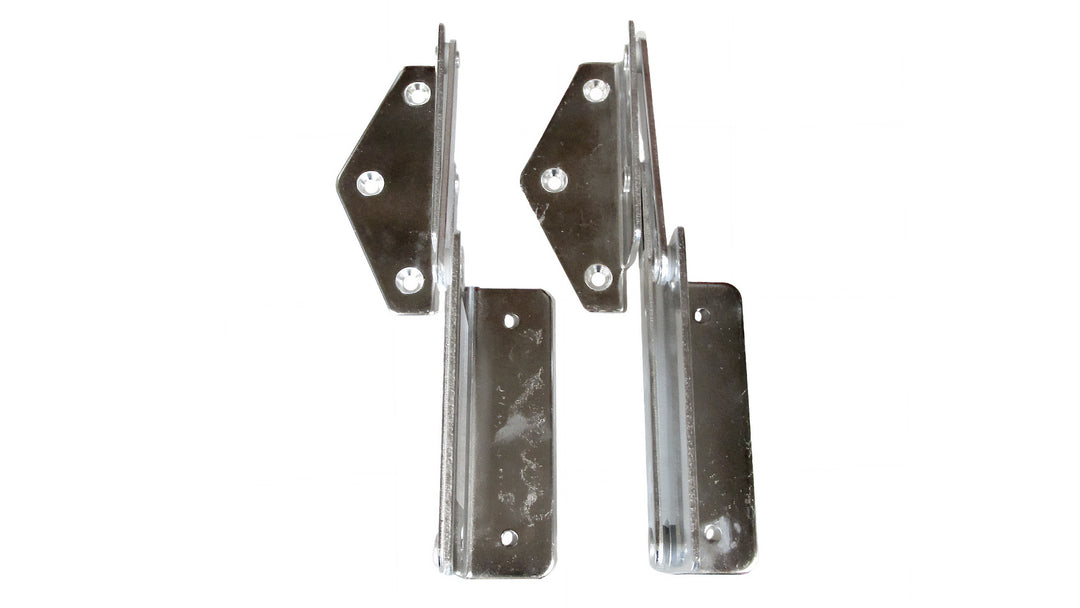 Hinge seat base scissor no shock LH, metal construction with mounting holes, designed for seat assembly or repair.