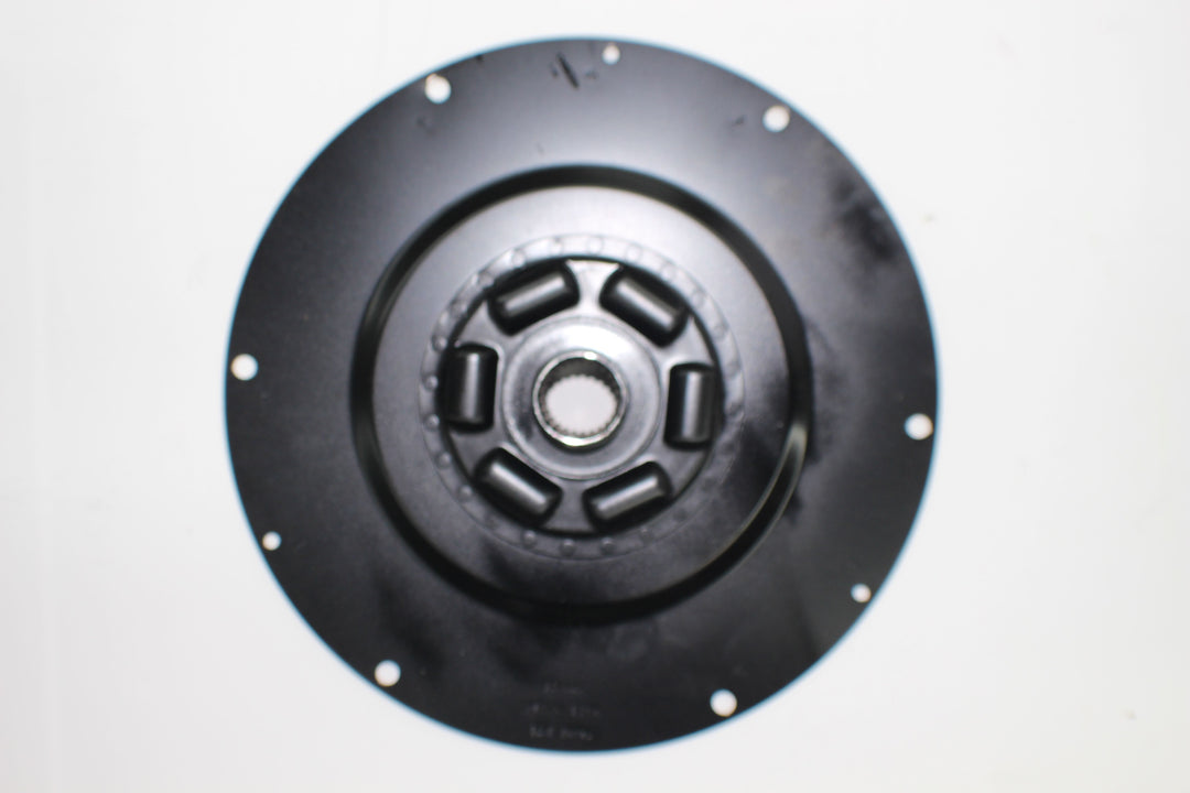 Ford 6.2 Raptor drive plate, black metal automotive part with central splined hub and mounting holes.