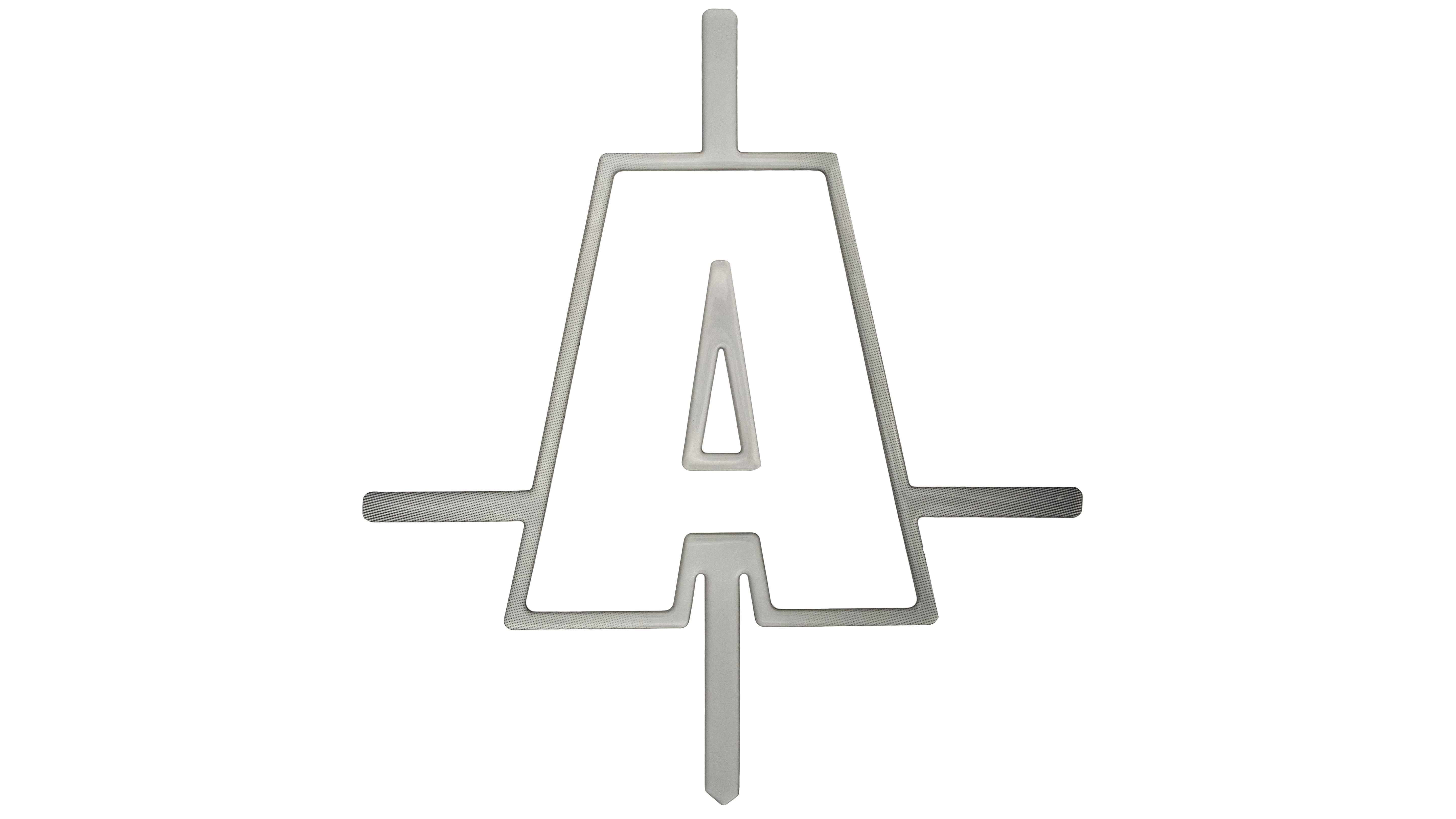Axis "A" Decal Crystal Cap, a silver metal cap with a cutout "A" logo, designed for decorative or protective use.