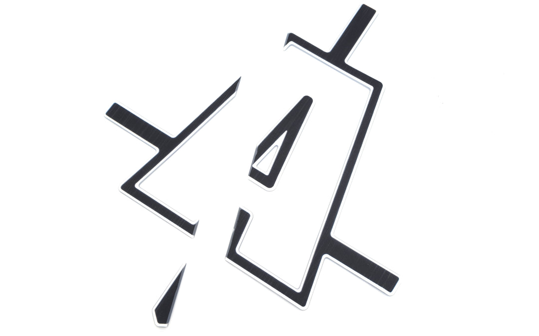 Black and white Axis Crystal Cap "A" decal starboard side, featuring a sleek, angular design for boat or vehicle decoration.