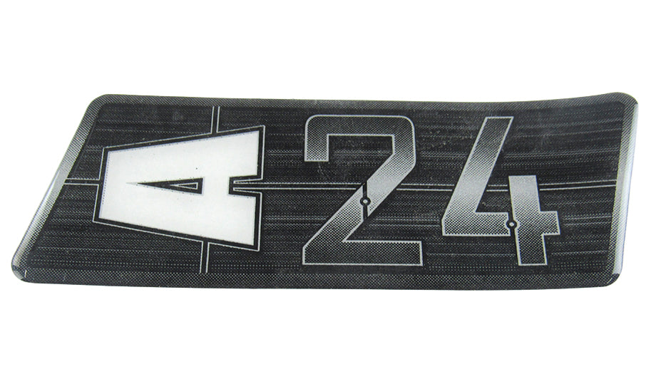 Axis A24 transom decal measuring 2x5 inches, featuring a sleek design with the number 424 in bold white on a textured background.