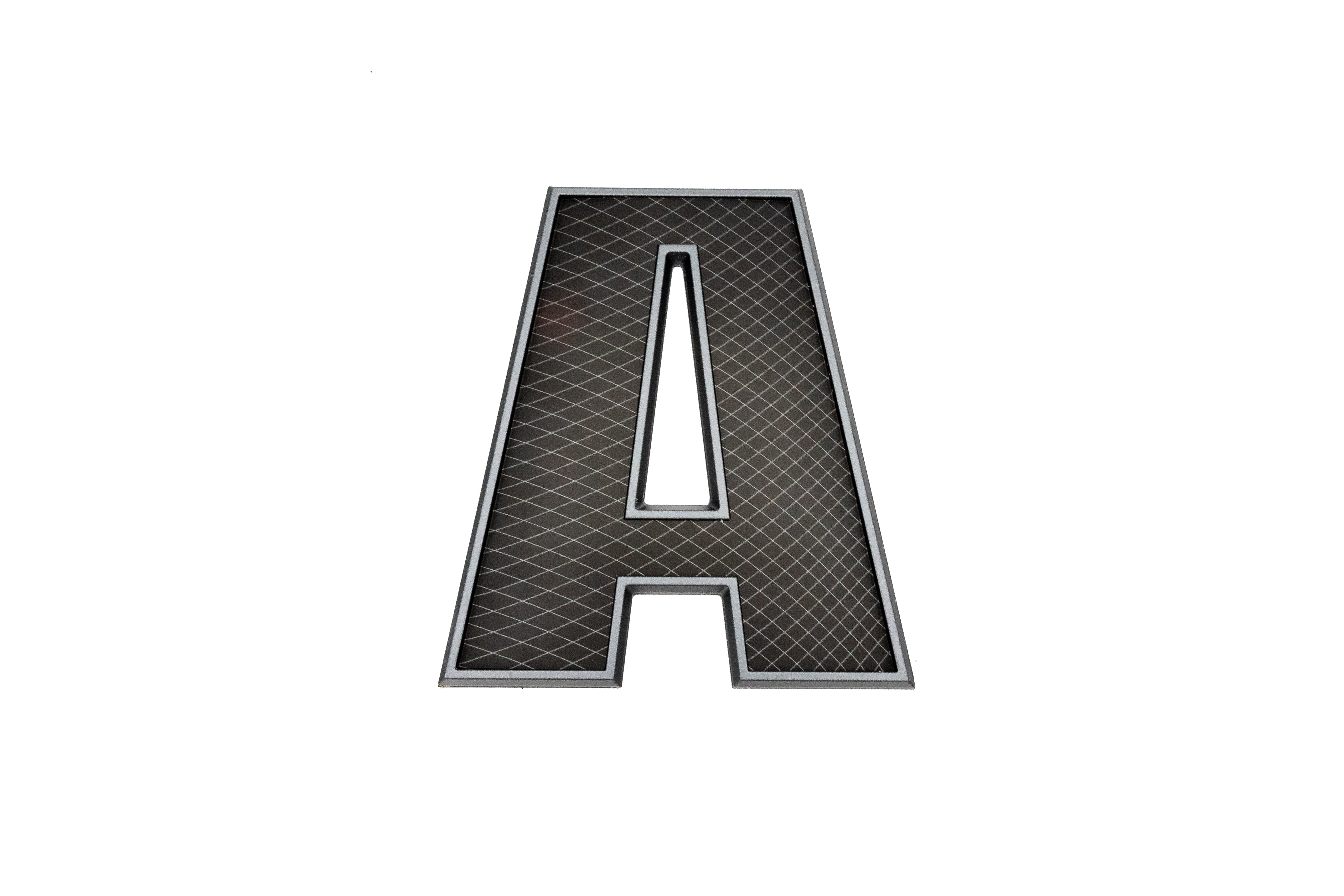 Black and silver decal emblem of the Axis SL24-A A/T Series with a diamond pattern, shaped like the letter "A".
