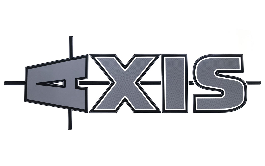 Decal emblem from the A Series Basement Logo, Axis: 20, featuring a stylized arrow and bold text in gray and black.