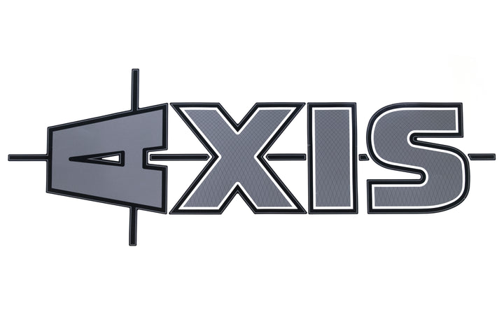 Decal emblem from the A Series Basement Logo, Axis: 20, featuring a stylized arrow and bold text in gray and black.