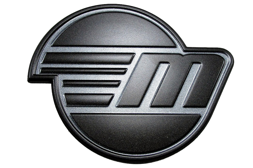 Black Malibu Sun emblem with a circular design, featuring a stylized sun and wave pattern in black.