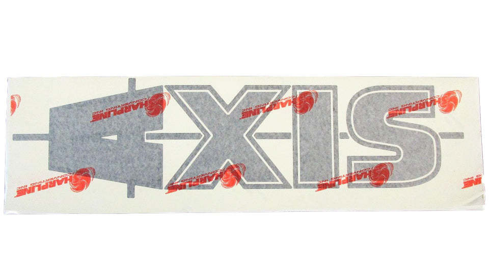 Axis logo decal for boat basement, featuring bold lettering and a sleek design for easy application.