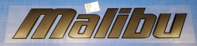 2026 Malibu 50-inch emblem featuring bold black lettering for boat branding and customization.