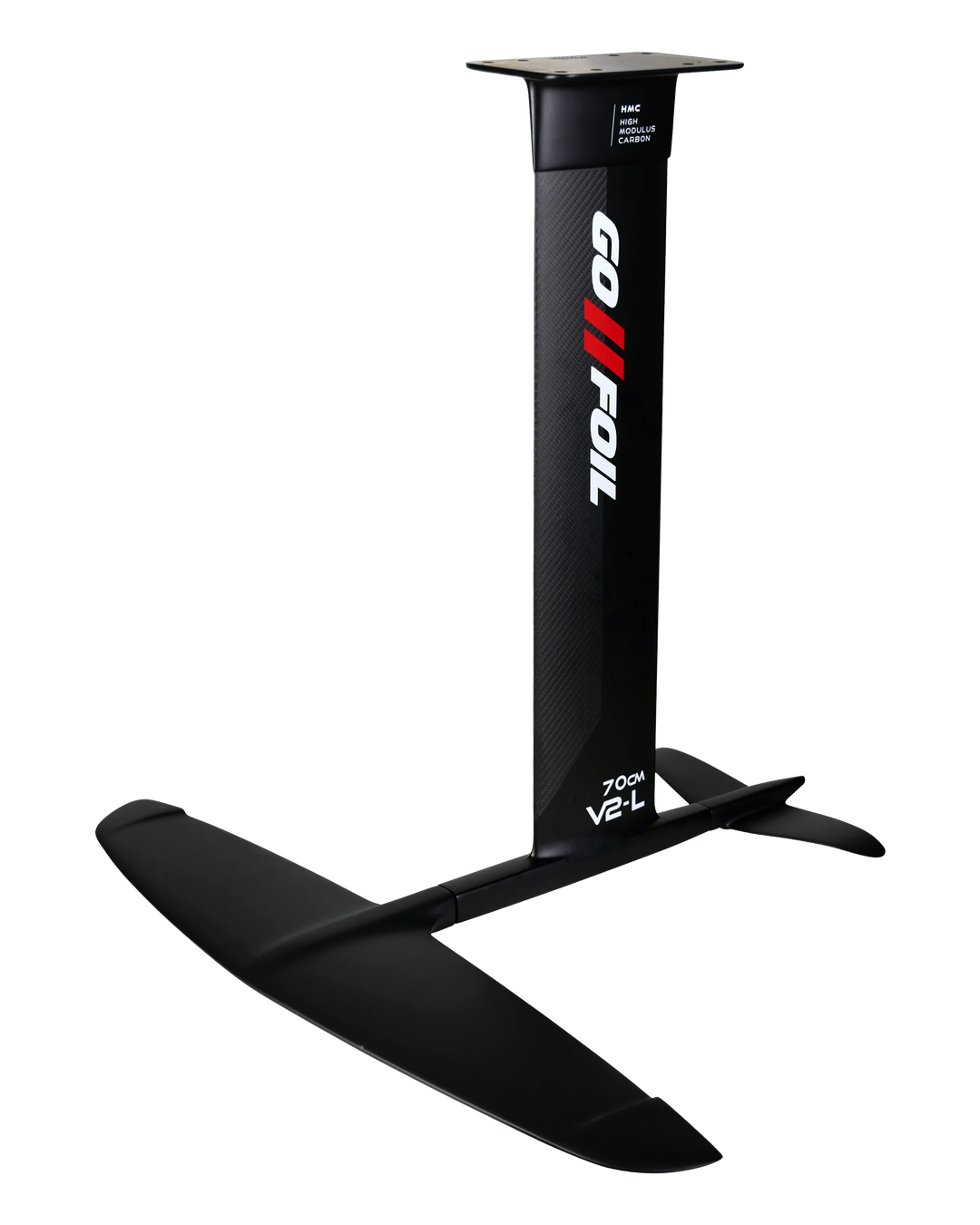 2026 Phase Five Phantom Foil features a sleek design with a carbon mast and large black wing for optimal performance on the water.