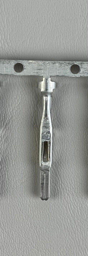 Male terminal pin from the 280 Series, designed for 18-16 gauge wires, with Delphi part number 12048159.