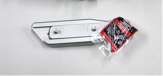PTM Gen 2 &amp; 3 clamping rack mounting arms, metallic with adjustable bolts, shown with a small red and black packaging.