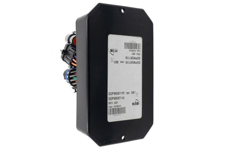 Power Wedge/Surf Gate 6-pack relay module with multiple colorful wiring connectors and a black metal casing.