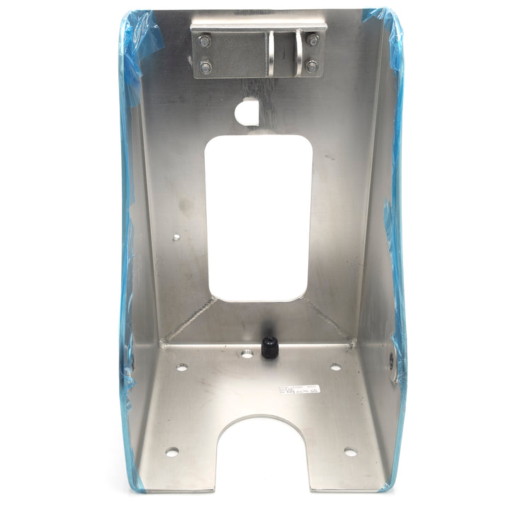 Aluminum Power Wedge II transom bracket with mounting hardware, designed for boat motor installation.