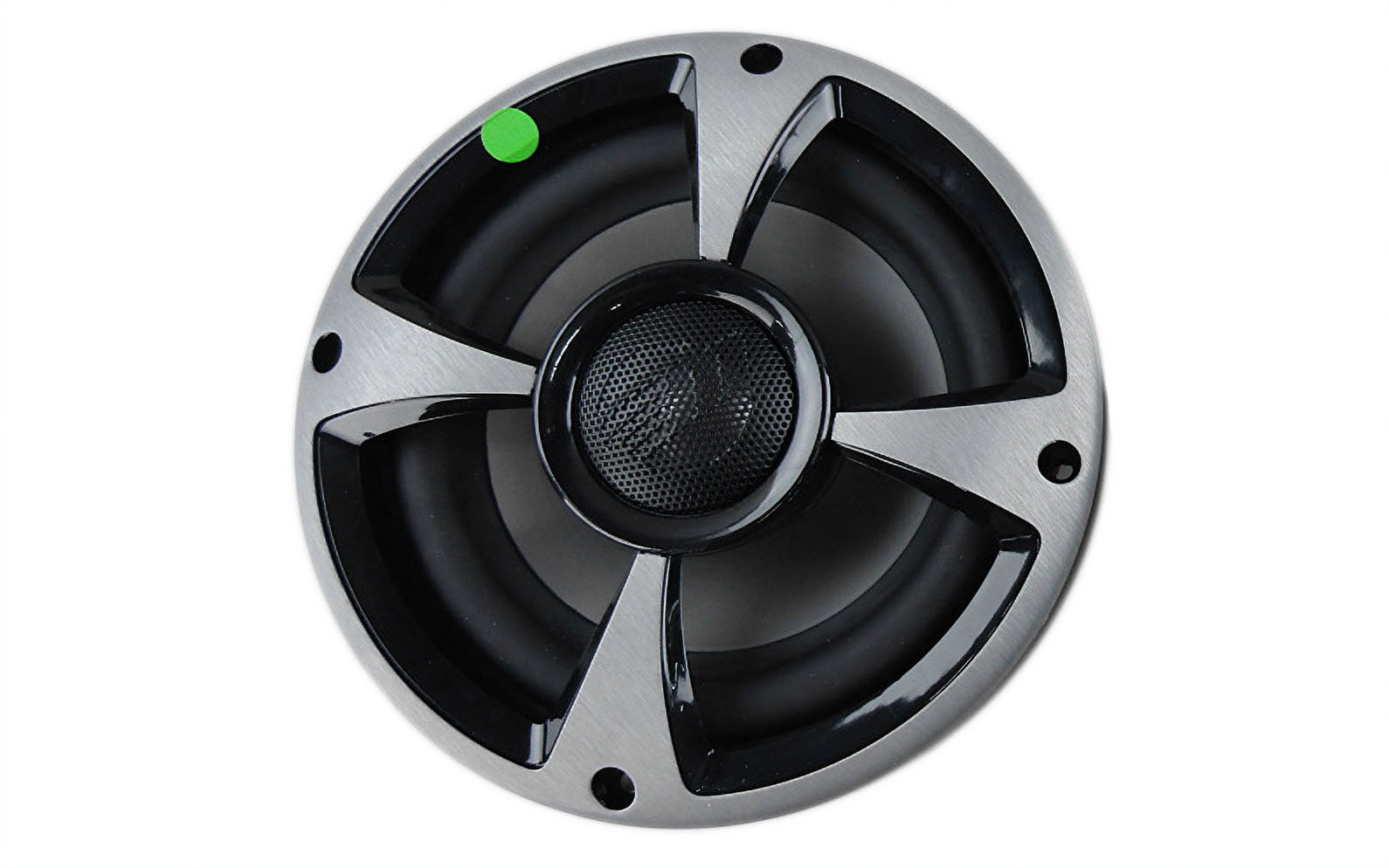Malibu 6.5-inch Wet Sounds interior speaker with black and silver design, shown from a top-down angle.