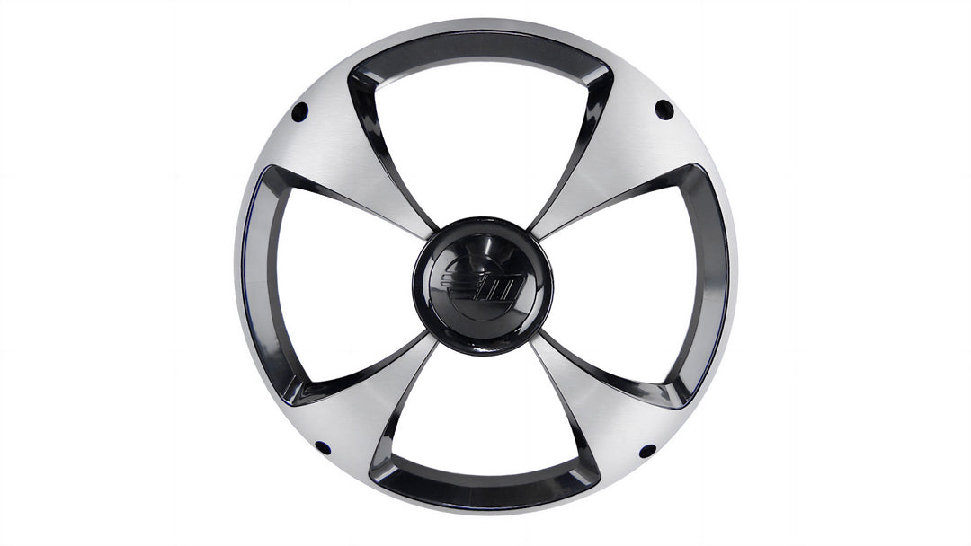 WS Malibu 12 FJKSH subwoofer grille designed for 2017 and newer models, featuring a sleek silver and black finish.