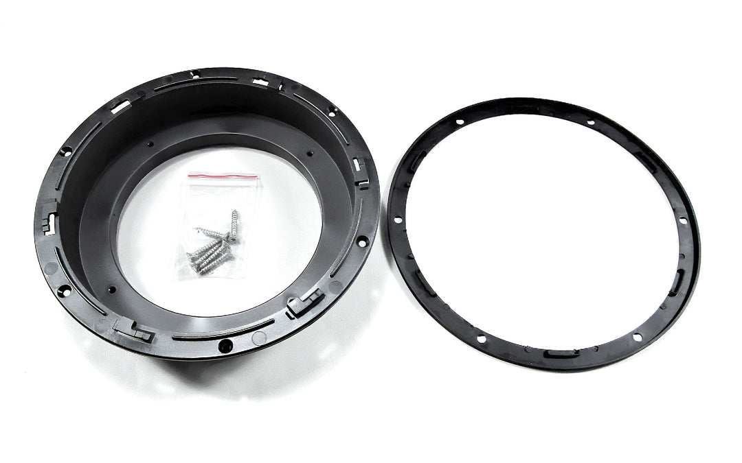Black Wet Sounds 6.5 speaker adapter ring with mounting screws, designed for marine audio installations.