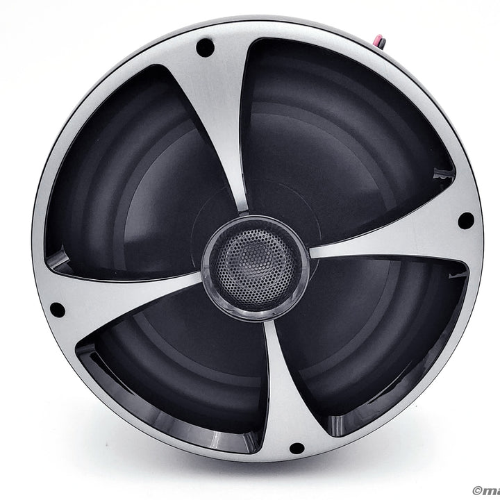 Icon8 Malibu-Black tower speaker with a circular design, black speaker cones, and a central tweeter, suitable for 2015-2021 models.