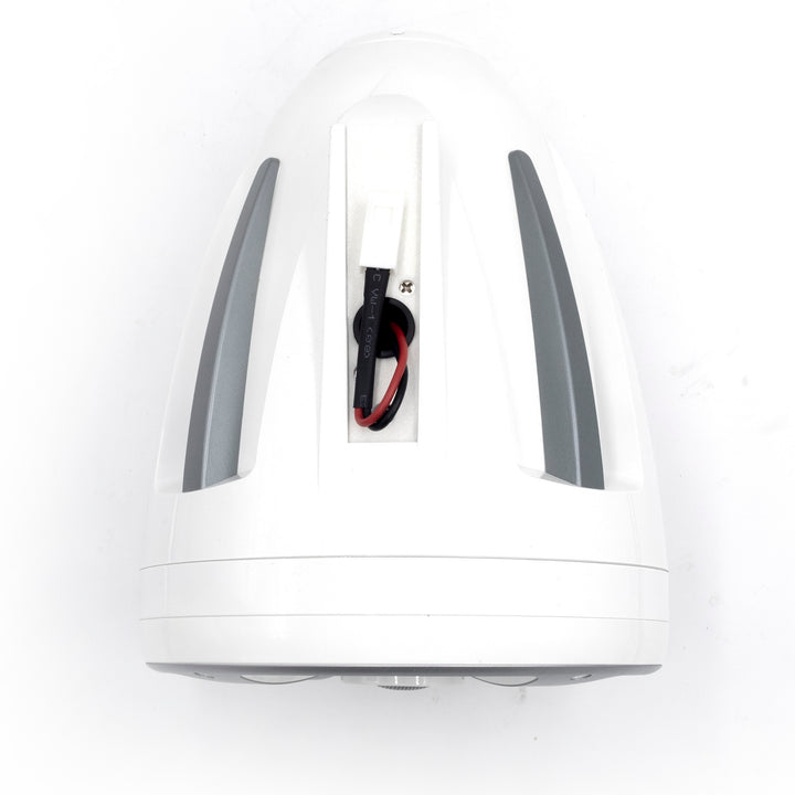 Top view of a Malibu-Black ICON8 Tower Speaker, showing the back panel with wiring and mounting area, designed for 2015-2021 models.