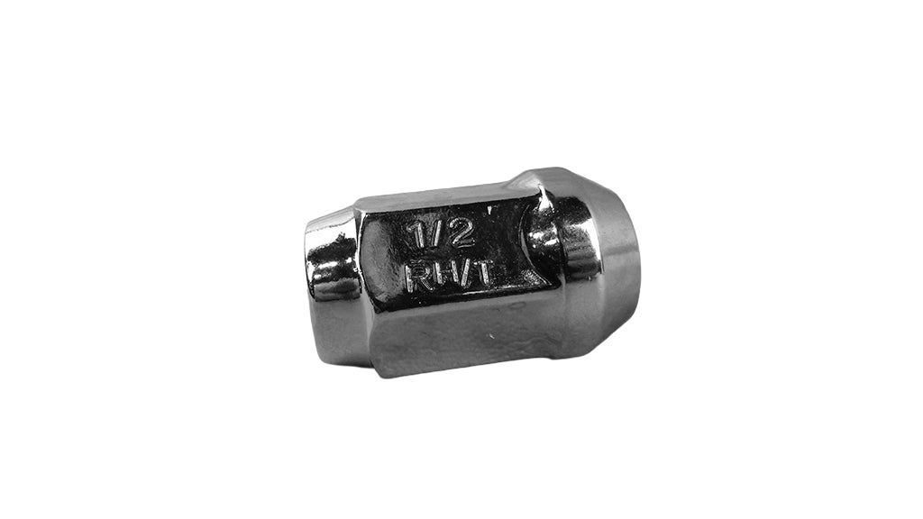 Lug nut featuring a 1/2-inch bulge and 3/4-inch hex for secure wheel attachment on Malibu and Axis boats.