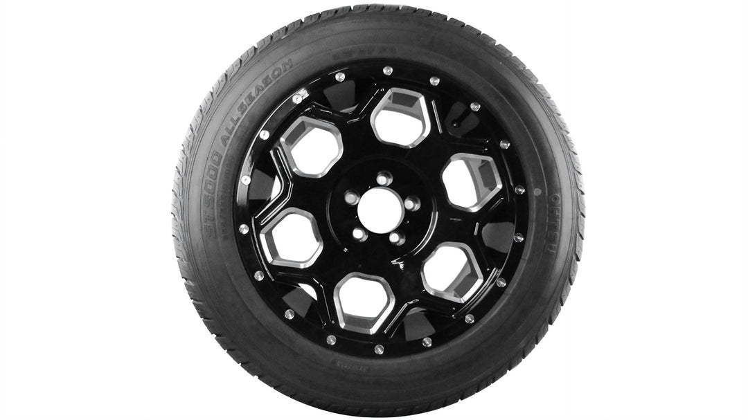 Malibu Trailer Wheel and Tire XD813 featuring a sleek black design with an eight-spoke pattern, ideal for towing.