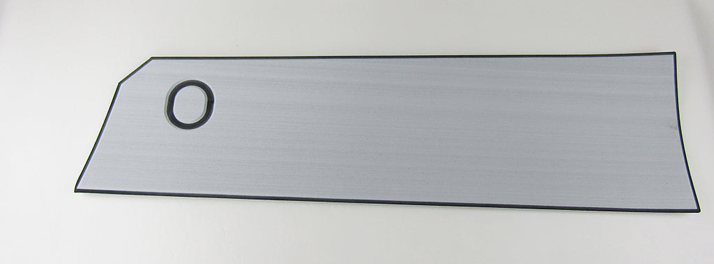 Trailer step, 39-inch port for Malibu trailer, rectangular metal design with a circular cutout on the left side.