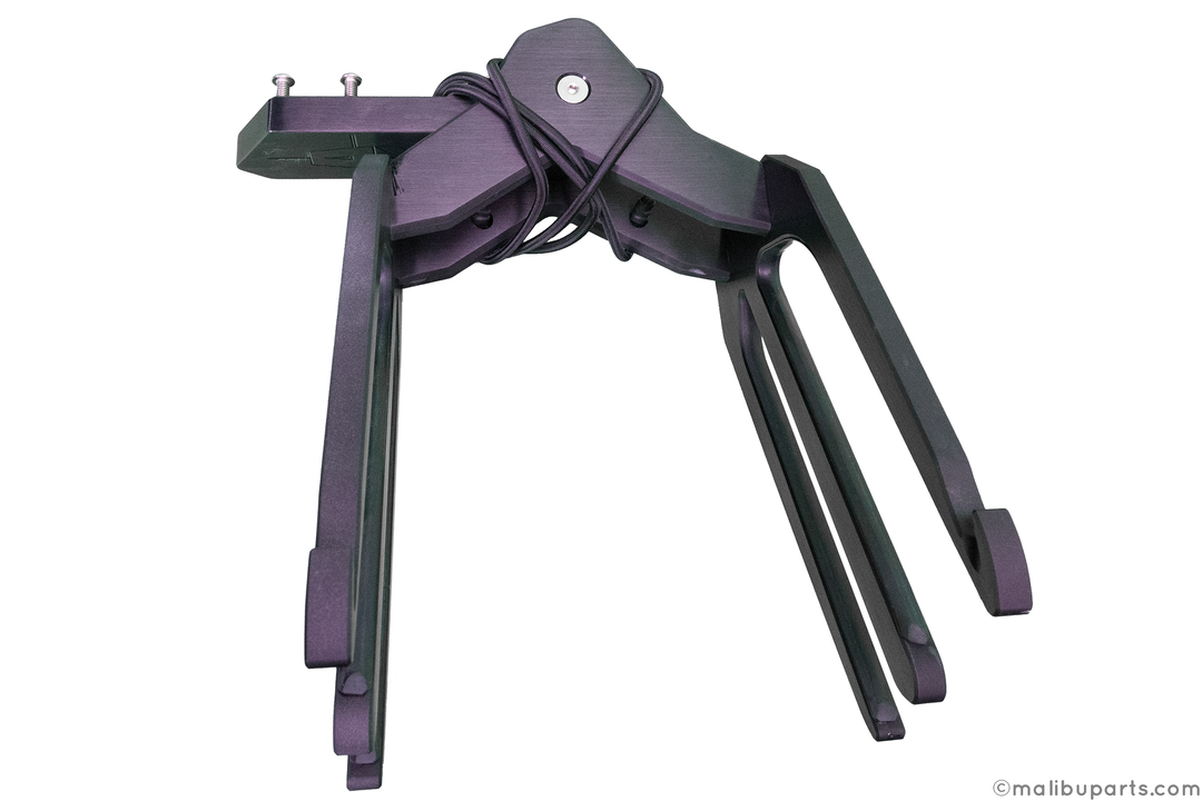 Black Axis Spinner Racks with foldable legs and cable ties, designed for versatile display and storage.