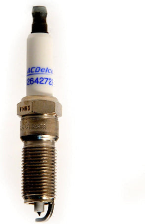 Malibu LT4 engine spark plug with white ceramic insulator, metal threading, and electrode tip, used for automotive ignition.