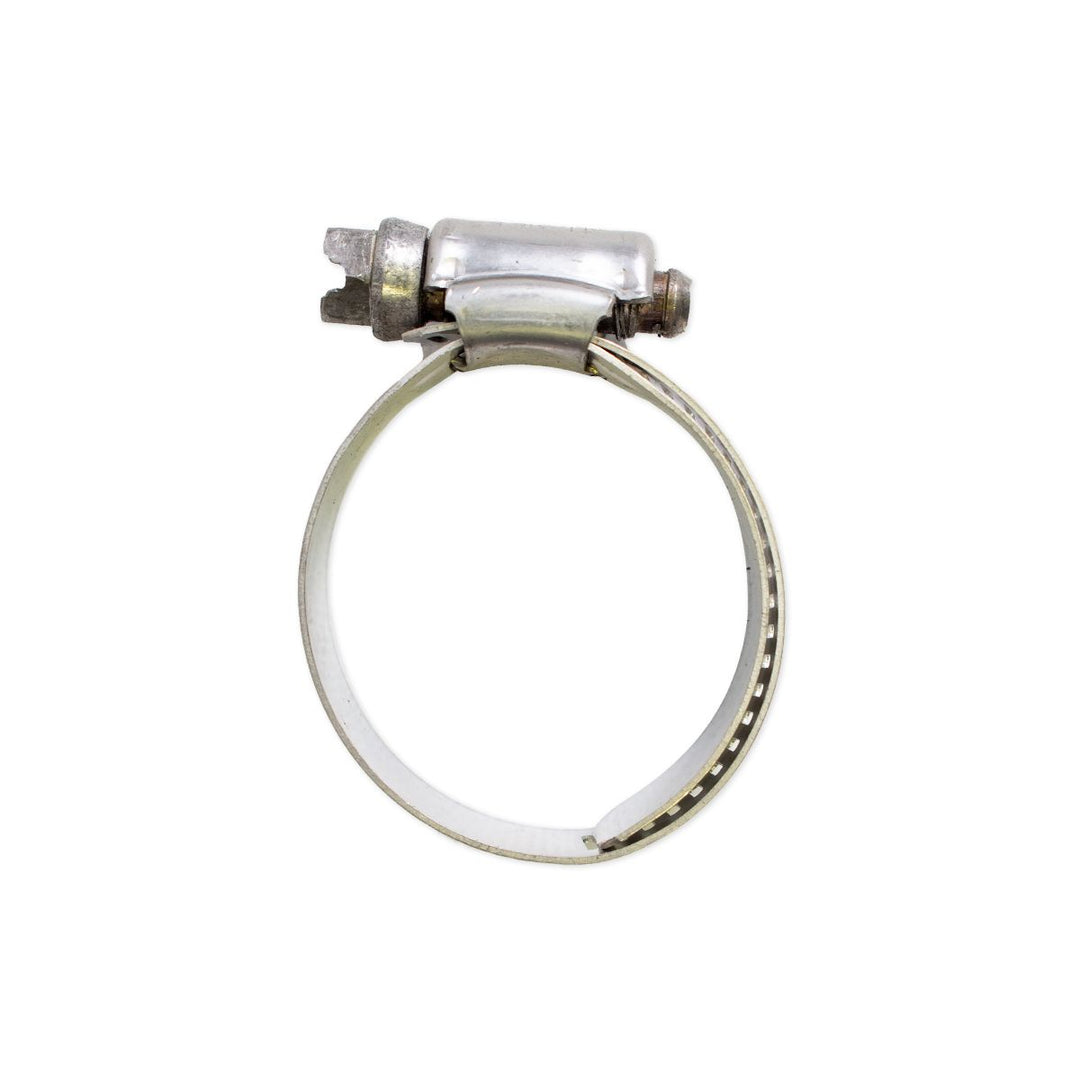 Stainless steel hose clamp designed for secure connections in marine applications, ensuring durability and reliability.