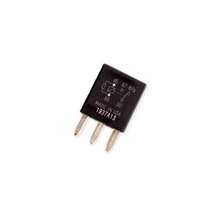 Small relay for fuel, ignition, and starter for MEFI 5 &amp; 6 systems, with pin diagram and made in USA.