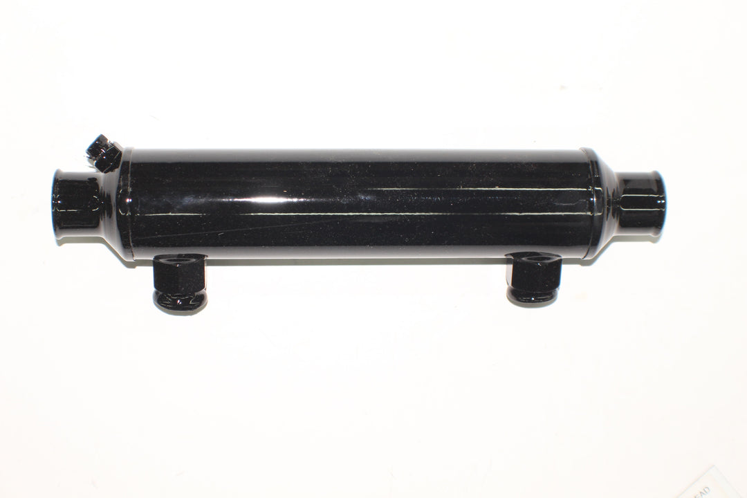 9-inch black transmission cooler designed for efficient heat dissipation in Malibu and Axis boats.