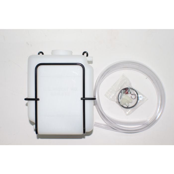 Indmar coolant tank with attached tubing and repair kit, designed for marine engine cooling systems.