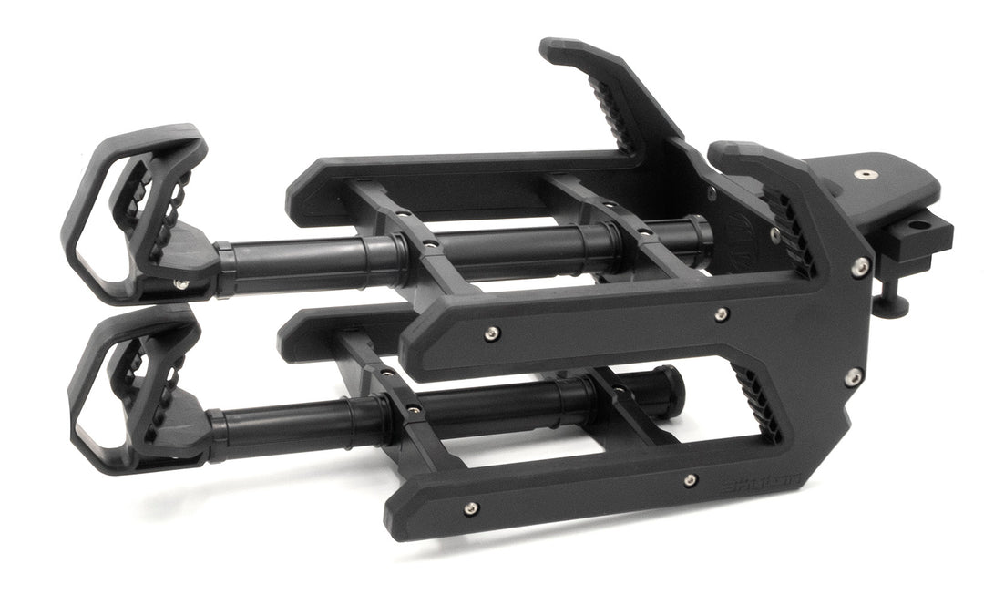 Skylon "Springlock" complete spring-loaded rack with adjustable arms and black frame for firearm storage.
