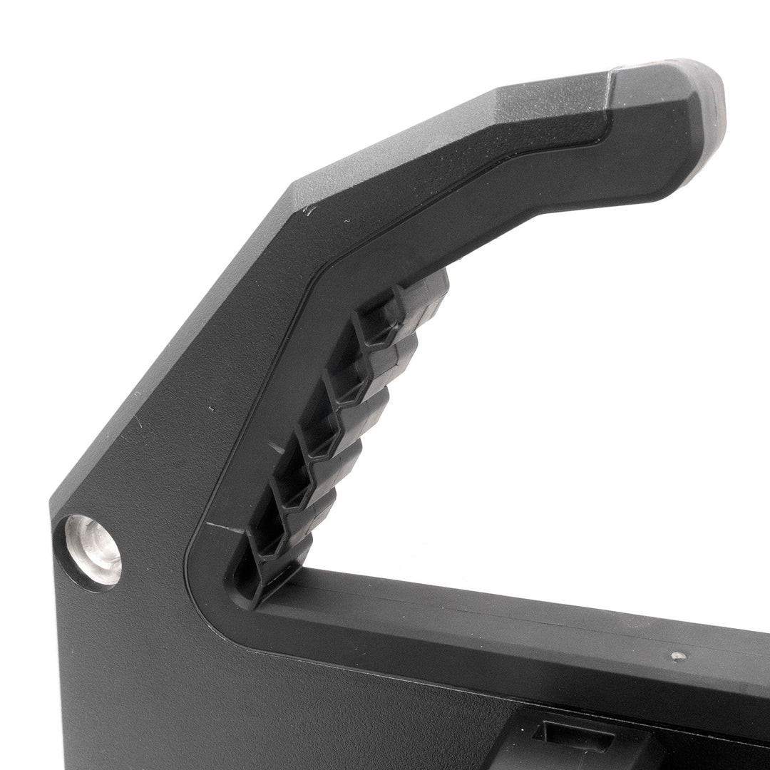Close-up of Springlock Malibu &amp; Axis Bungee bolt-on direct fork replacement with black and gray components and mounting holes.