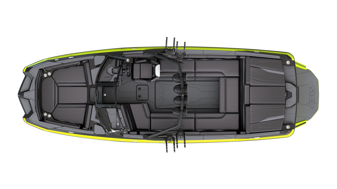 Top view of AXIS A245 boat featuring soft grip cockpit flooring for enhanced comfort and safety on the water.