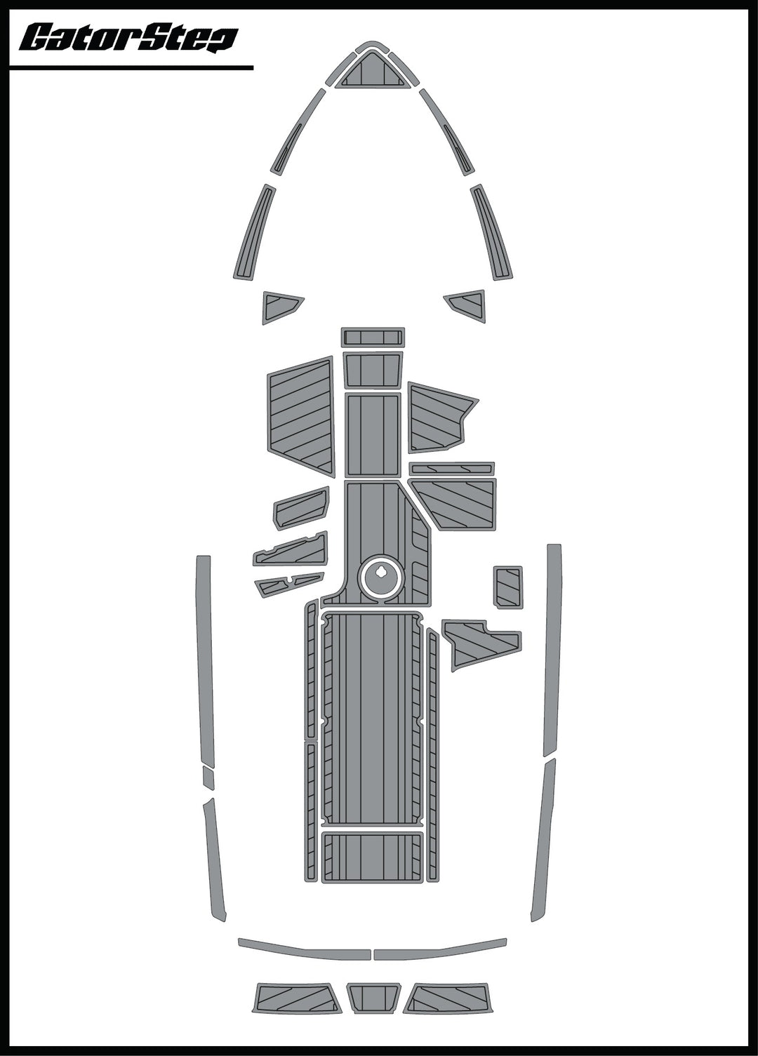 Detailed layout of GatorStep flooring for Axis T23 models from 2019 to 2021, showcasing custom fit and design.