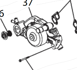 Diagram of a PCM water circulation pump (6.2 LSA), showing components and connection points for efficient water flow.