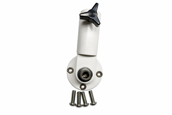 Tower Flag Mount for Malibu and Axis boats, featuring a white design and included screws for easy installation.