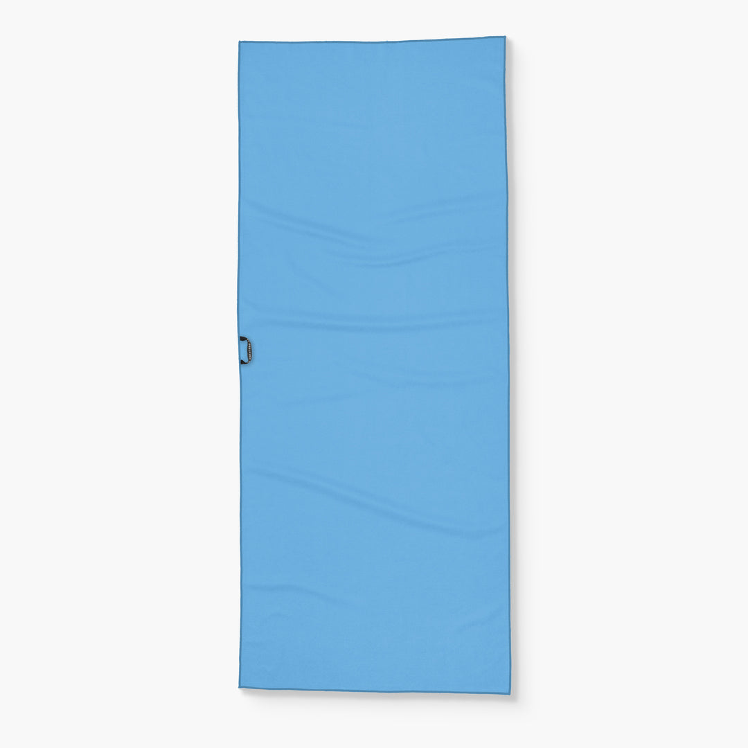 Blue desert rays-patterned wakeboard with a handle on the side, designed for water sports and wakeboarding.