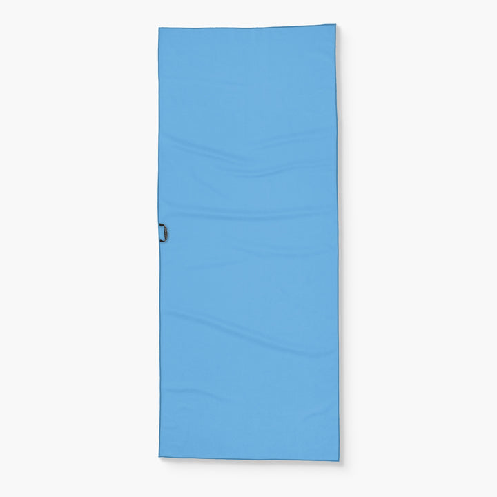 Blue desert rays-patterned wakeboard with a handle on the side, designed for water sports and wakeboarding.