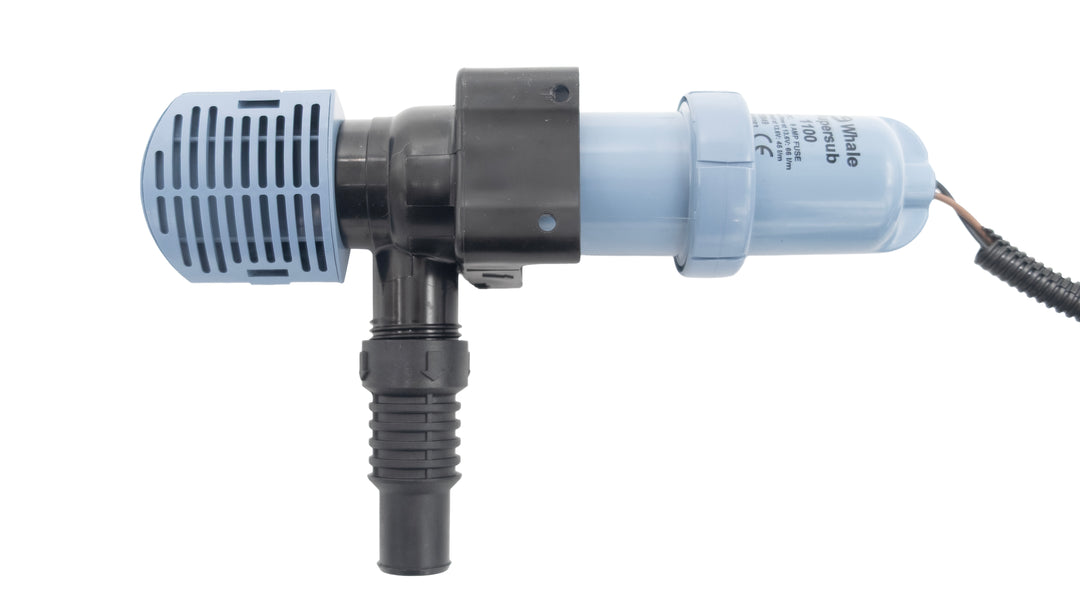 1100 GPH bilge pump designed for efficient water removal in boats, featuring a compact design and durable construction.