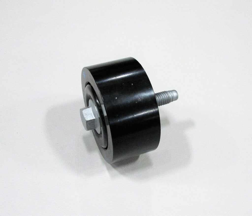 Smooth black pulley with a metal bolt and hex nut, designed as an SC Idler for LT4 applications.