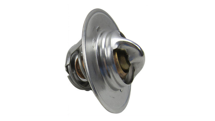 Thermostat for exhaust elbow, 140°F, compatible with M-Series/LT4 engines, featuring a metallic finish and mounting flange.