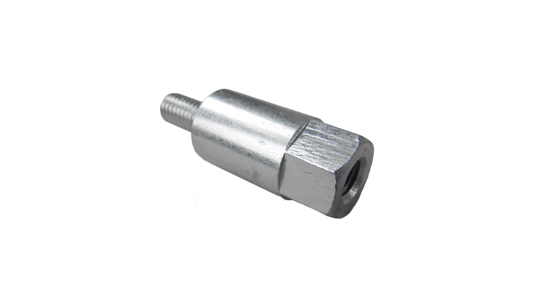 Threaded standoff fastener, 1/2 inch diameter, 1 inch length, M6 x 1 threaded size, metal construction.